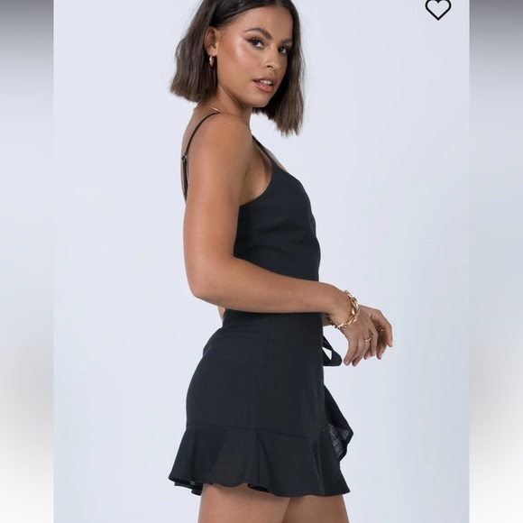 NWOT Princess Polly Black Love Lane Mini Ruffle Wrap Dress - Picture 10 of 12